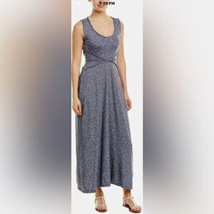 Max studio jersey trimmed slub summer maxi dress striped NWT #719